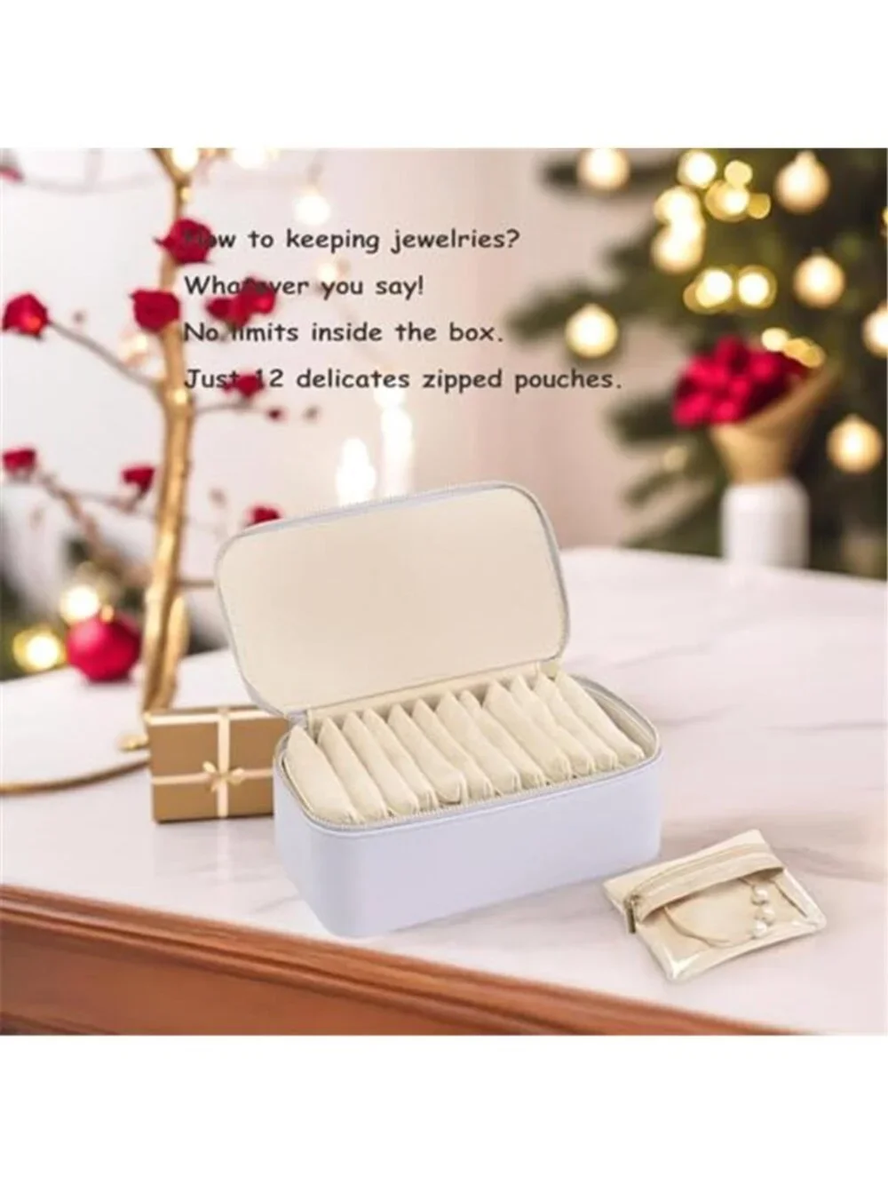 Travel Jewelry Organizer Box Removable Pouches Storage Case Gift For Women